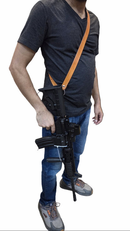 Leather Single Point Sling for Rifle, AR15 & Shotgun Tactical Carry