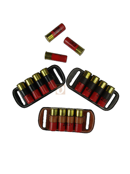 Leather Shotgun Ammo Holder for 12 Gauge Belt-Slide Carrier