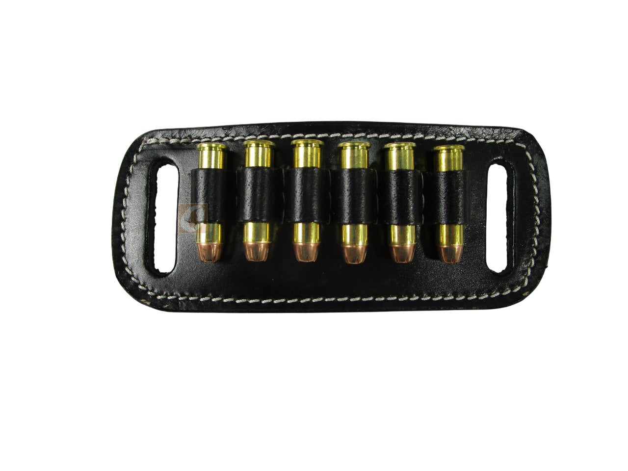 Western-style leather ammo carrier designed for .357 Magnum ammunition
