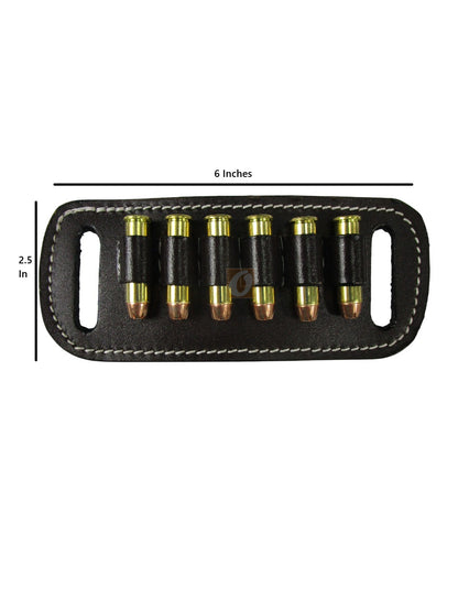 Leather cartridge holder for .357 Magnum revolver rounds on waist belt