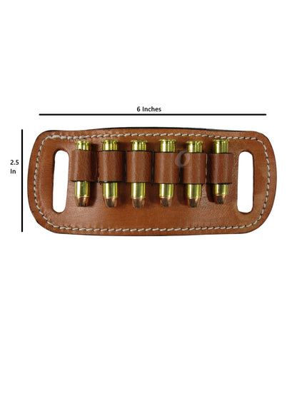 Leather .357 Magnum ammo holder worn on belt with secure cartridge loops