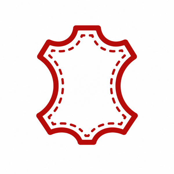 Red decorative border on a white background leather logo 