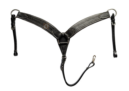 western breast collar spikes tooled top view