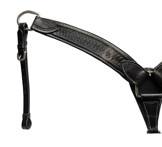 western breast collar spikes tooled side view