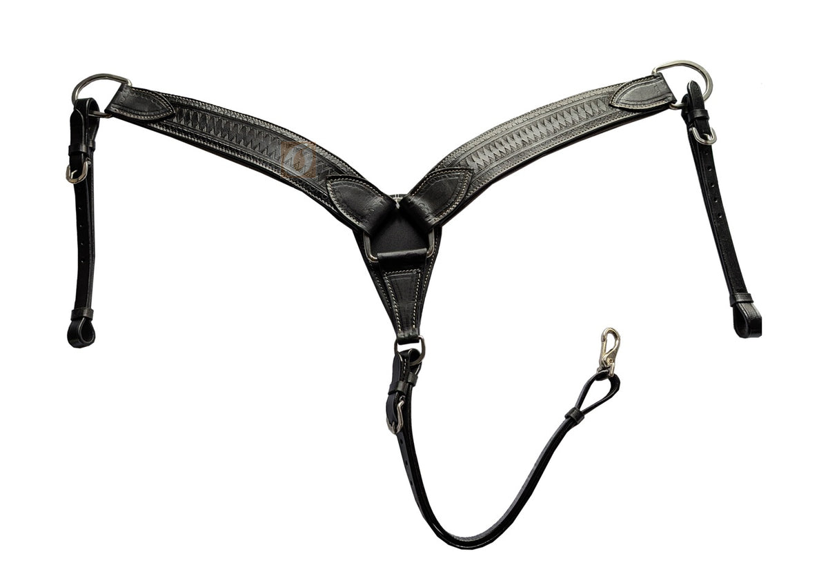 western breast collar spikes tooled front view