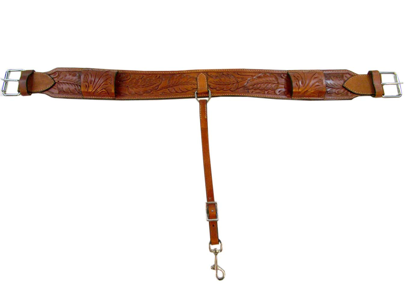 Leather Back Cinch Oak Tooled Rear Cinch Western Horse Girth