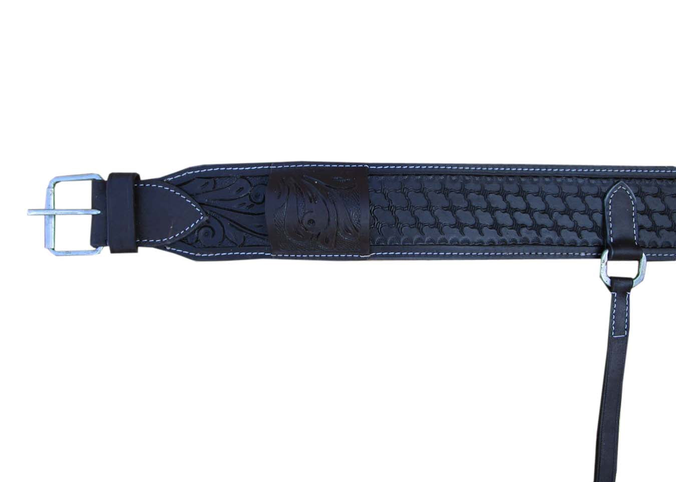 Silla de montar con cuerda de barril, cincha trasera de cuero oscuro, cincha occidental