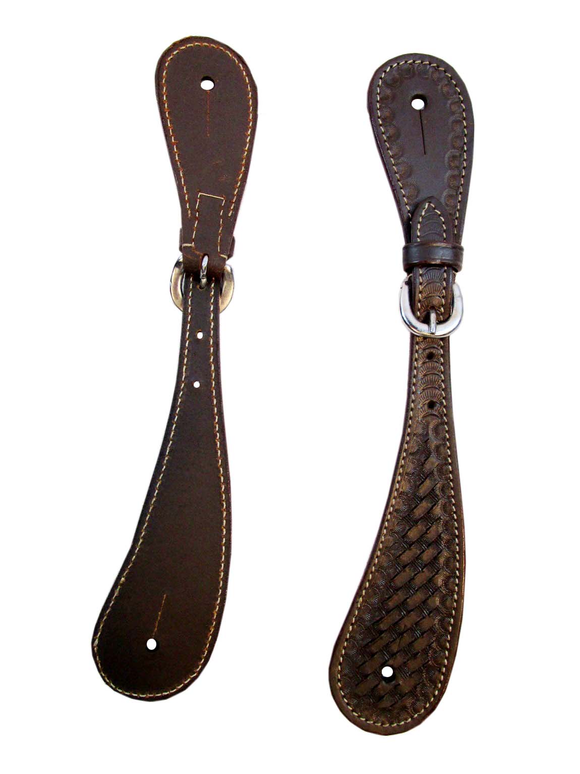 Dark Brown Western Spur Straps Rodeo Cowgirl Ranch Leather Show Tack