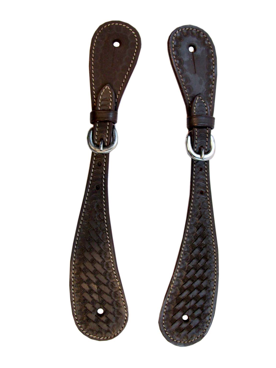 Dark Brown Western Spur Straps Rodeo Cowgirl Ranch Leather Show Tack