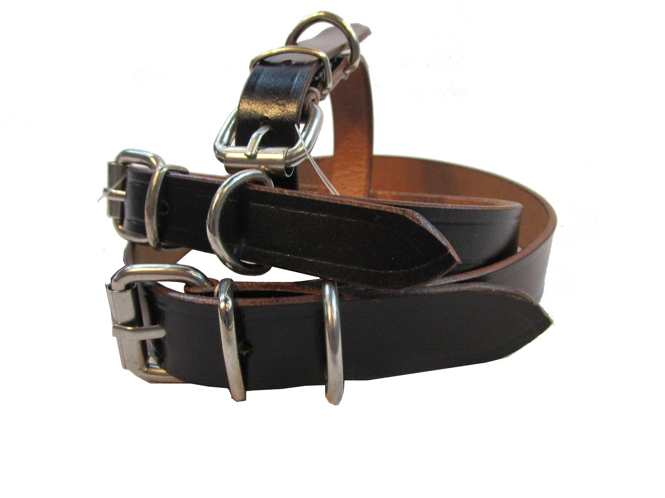 Dog Collar Black Leather Genuine Nickle Buckle