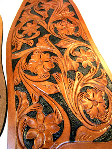 Western Saddle Fender Set Floral Tooled Leather Roping Trail Barrel