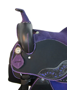 Purple Trail Synthetic Pleasure Western Horse Saddle Tack Set 15 16 17