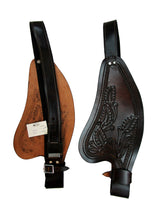 Fenders cuir floral selle western marron foncé paire de remplacement