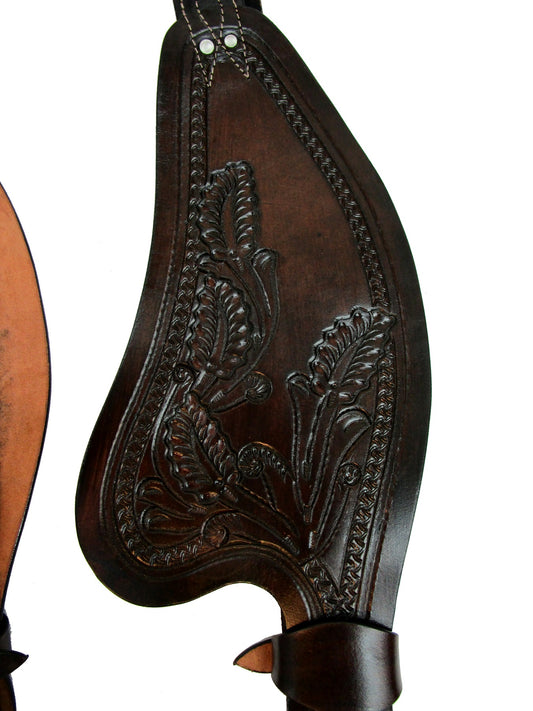 Western Saddle Fender Brown Used Leather Barrel Roping Trail Horse Repair Tack