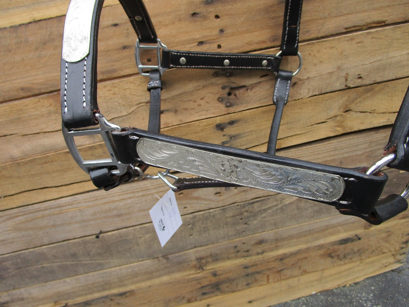 Leather Show Halter Trail Western Horse Black Leather Silver