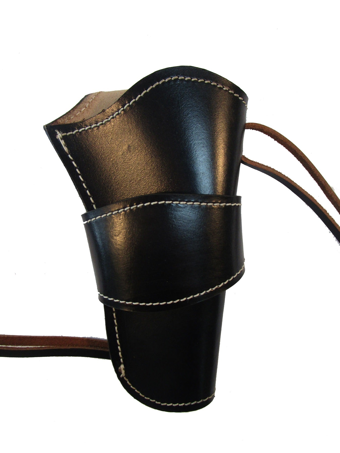 Right hand smooth black leather holster, perfect for revolvers and 1911 pistols. Crafted with high-quality leather for a secure and comfortable fit.