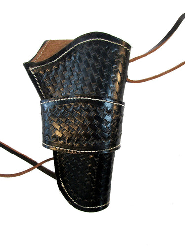 Basket weave tooled leather holster for 1911 - Handcrafted leather holster designed for a perfect fit, offering durability and style for concealed carry or outdoor use
