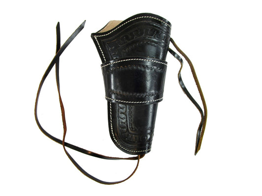 Black leather holster with intricate snake tooling, designed for revolvers and 1911 pistols. Unique design adds a bold, stylish touch while providing a secure, comfortable fit , right handed holsters.