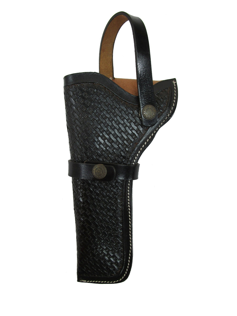 Leather Holster Western Cowboy Basket Weave Tooled Revolver Pistol Gun