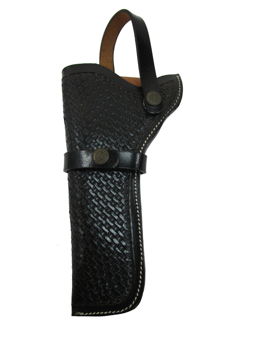 Leather Holster Western Cowboy Basket Weave Tooled Revolver Pistol Gun ...