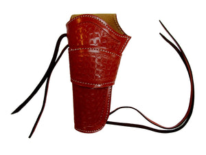 Western Holster Waffle Tooled Leather Red Revolver Case Single Action Gun Holder