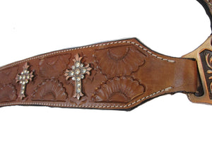 Western Headstall Breast Collar Set Copper Cross Studded Trail Barrel