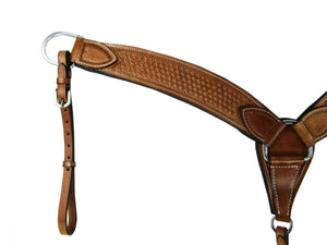 Collar de pecho de caballo occidental pesado tejido de cesta acolchado suave con herramientas
