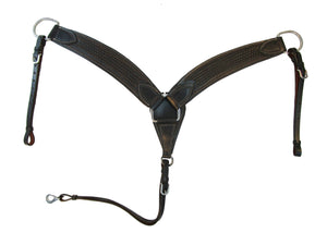Pesado cuello de pecho de caballo occidental acolchado tejido de cesta de cuero negro