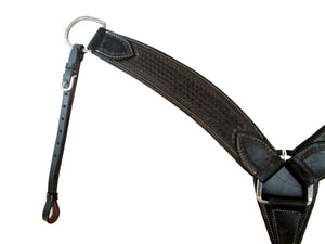 Heavy Western Horse Breast Collar Padded Black Leather Basket Weave