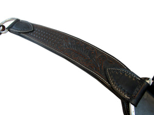 Collar de pecho occidental Horse Trail Roping cuero negro floral con herramientas