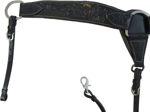 Leather Breast Collar Western Black Horse Barrel Racing Roping Trail