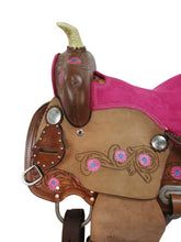 10 12 13 Jóvenes Niños Western Show Barrel Saddle Cross Tooled Leather