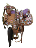 Purple Show Youth Kids Western Saddle Barrel Racing pony Tack 10 12 13