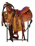 Kids Purple Western Saddle Youth Pony Child Barre Racing 12 13 Tack