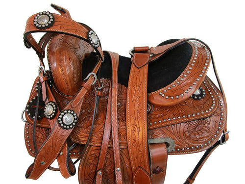 Kids Western Saddle Youth Trail Barrel Racing Leather Horse Tack 12 13 14