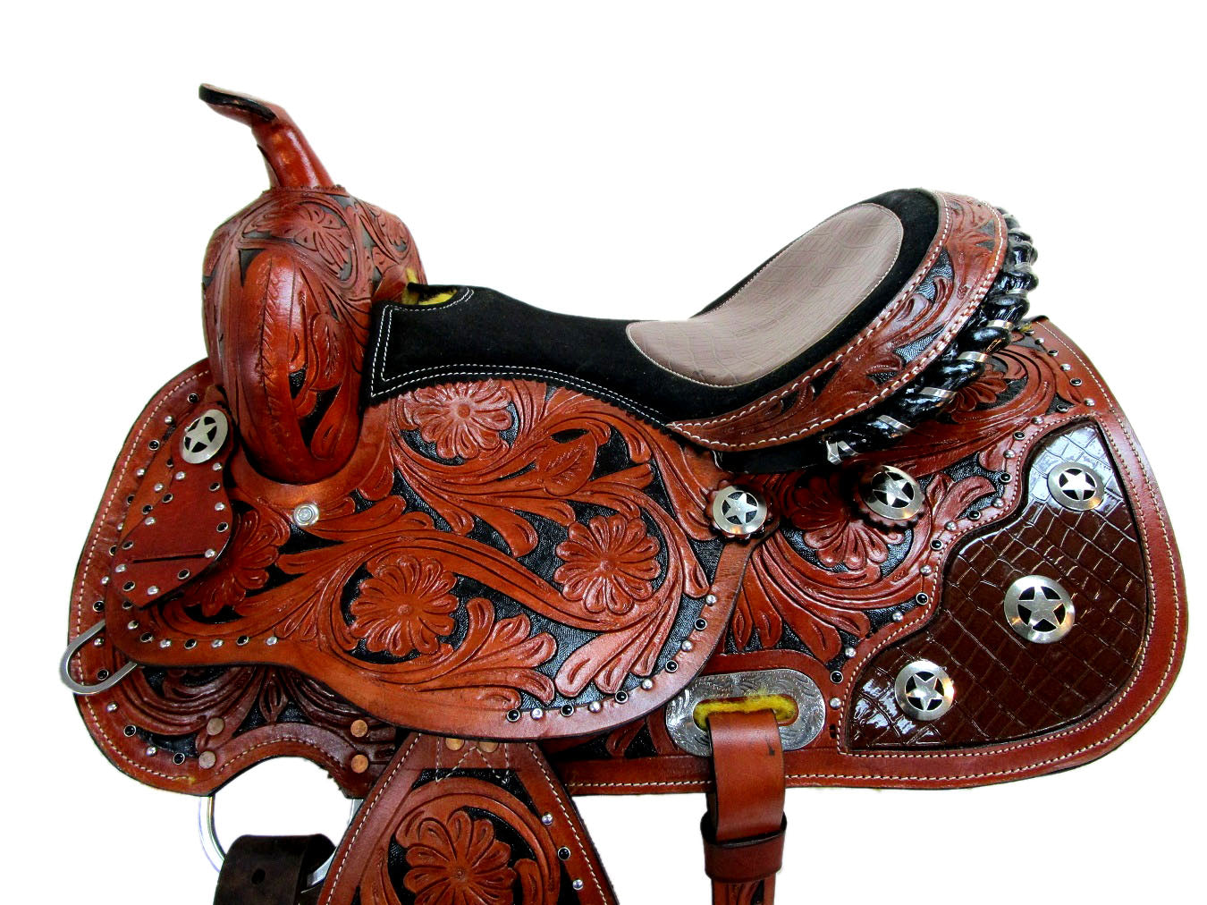 Western Saddle Barrel Racing Trail Horse Gator Show Tooled Tack 15 16 –  Saddle Online Shop