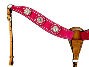 Pink Show Event Trail Western Headstall Breast Collar Set