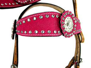 Pink Show Event Trail Western Headstall Breast Collar Set