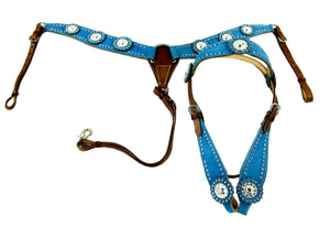 Show Event Trail Blue Western Headstall Breast Collar Set
