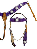 Purple Show Event Trail Western Headstall Breast Collar Set