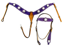 Purple Show Event Trail Western Headstall Breast Collar Set
