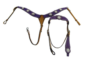 Conjunto de collarín de pecho estilo occidental de Purple Show Event Trail