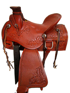 Western Saddle Roping Wade Basket Weave Tooled Ranch Horse 15 16 17