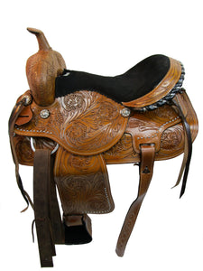 15 16 Show Trail Tooled Pleasure Leather Western Barrel Saddle