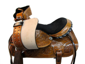 15 16 Show Trail Tooled Pleasure Leather Western Barrel Saddle