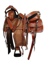 Westernsattel mit Blumenmuster aus punziertem Leder, für Ausritte, 15 16 17 18 Zoll