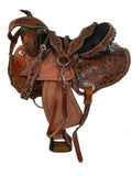 15 16 17 Western Barrel Saddle Show Trail Black Tooled Leather Tack