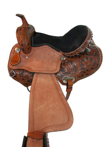 15 16 17 Western Barrel Saddle Show Trail Black Tooled Leather Tack