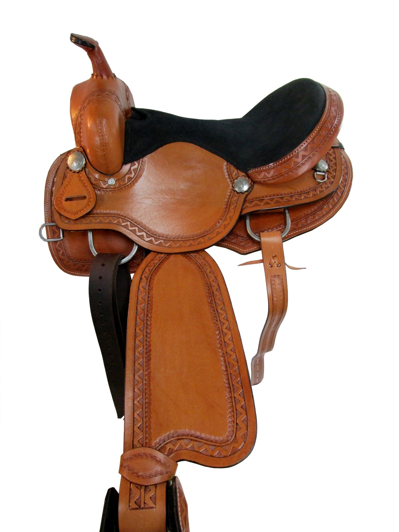 Western Trail Saddle Horse Pleasure - Tack de cuero con herramientas 15 16 17 18