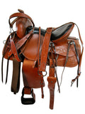 Western Saddle Barrel Racing Trail Tachuela de cuero labrado 15 16 17 18